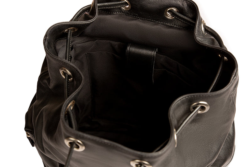 Leather Black Backpack 